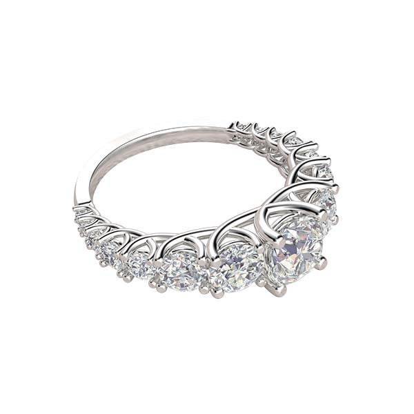 15-stone trellis diamond engagement ring